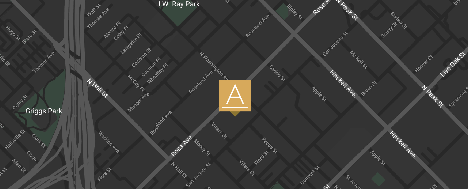 Map showing location of Academic apartments near Ross Avenue in Dallas.